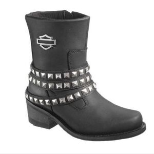 Harley-Davidson Black Studded Leather Moto Boot